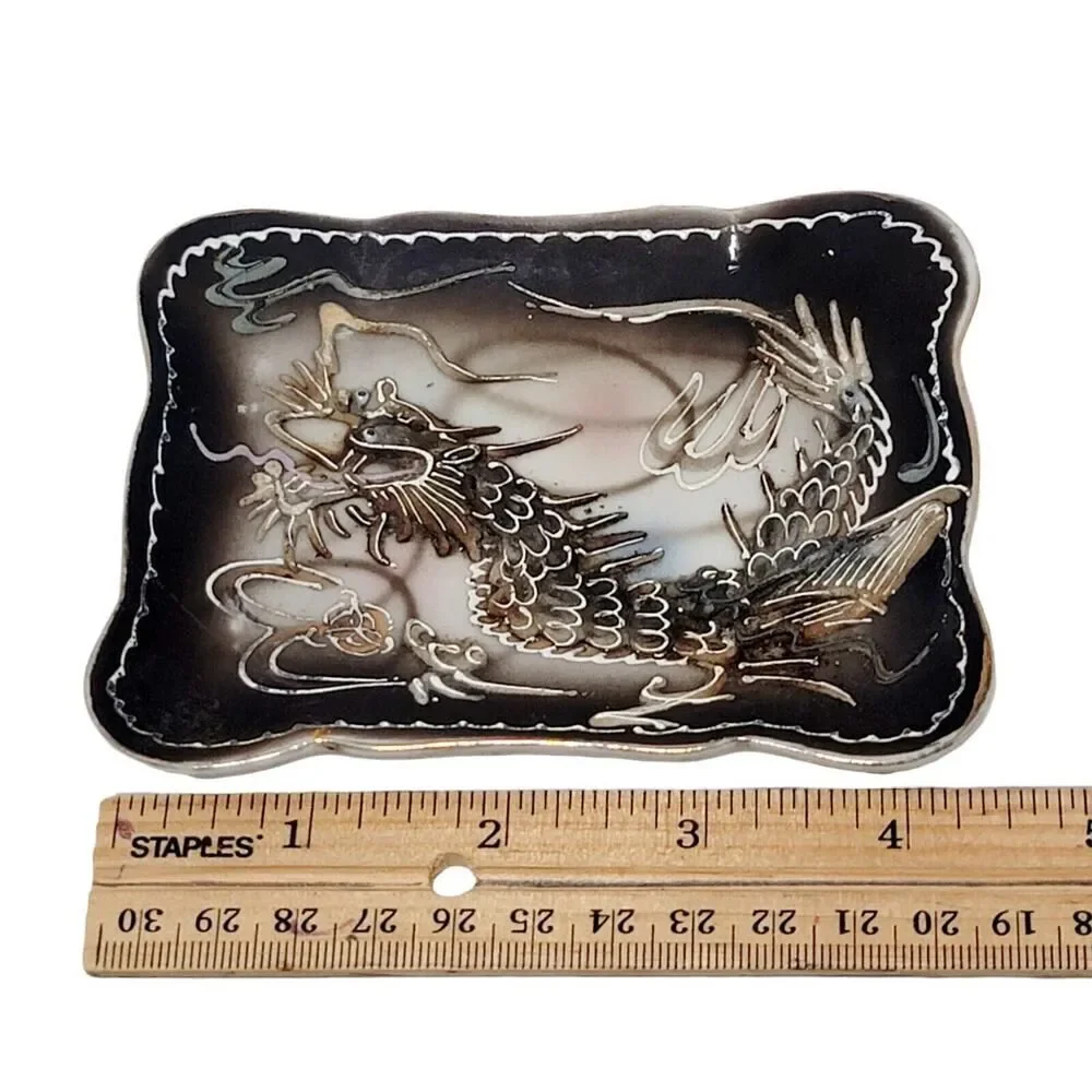 Vintage Moriage Dragonware Hand Painted‎ Dragon Jewelry Trinket Dish Japan